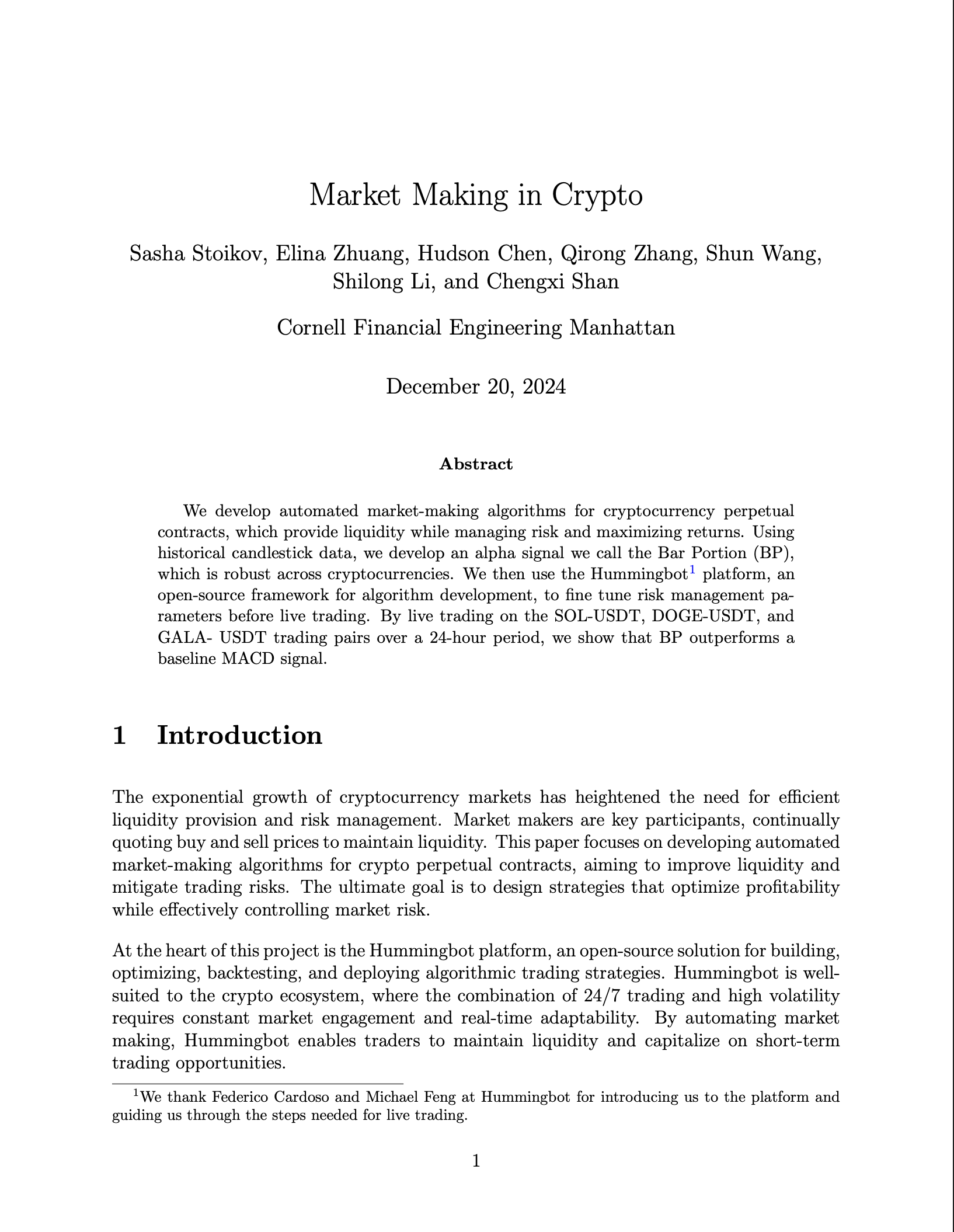 Market Making in Crypto