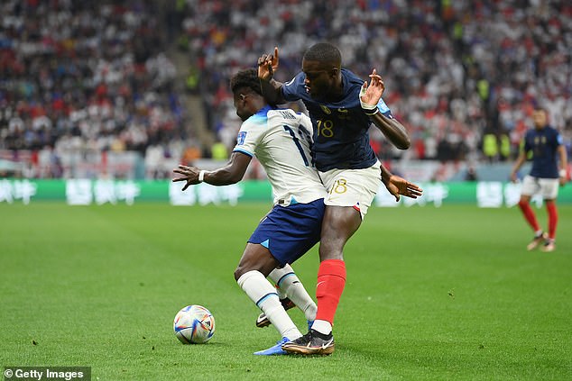 Bukayo Saka was fouled in the build-up to France's opener during the quarter-final clash