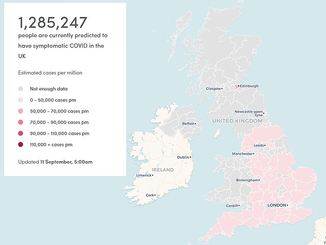 Around 1.2million Britons were infected with the virus in the week to September 10, according to data from the ZOE Covid study