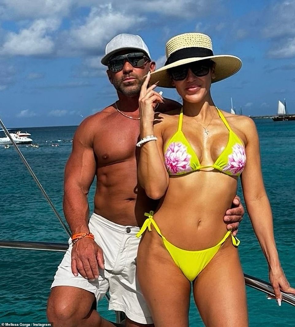 And she is trying to encourage her daughter to adopt the same attitude. She told PageSix: 'My friends giggle at me. I am that girl that will not allow my face in the sun, like I'm so anti-sun on the face. It's crazy'; seen with her husband Joe Gorga