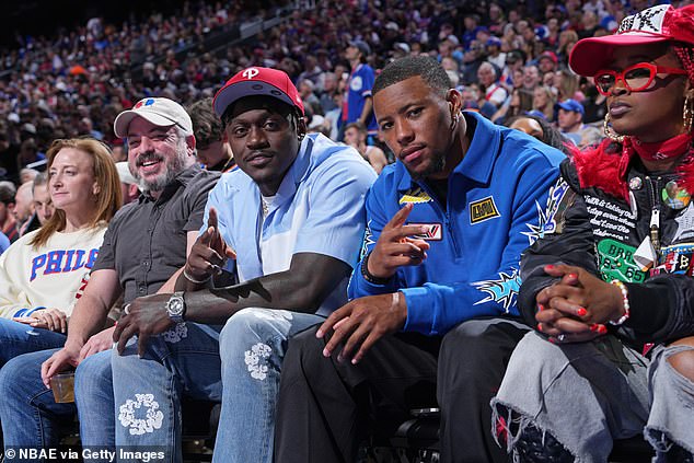 Eagles wide receiver AJ Brown and running back Saquon Barkley were also at the game