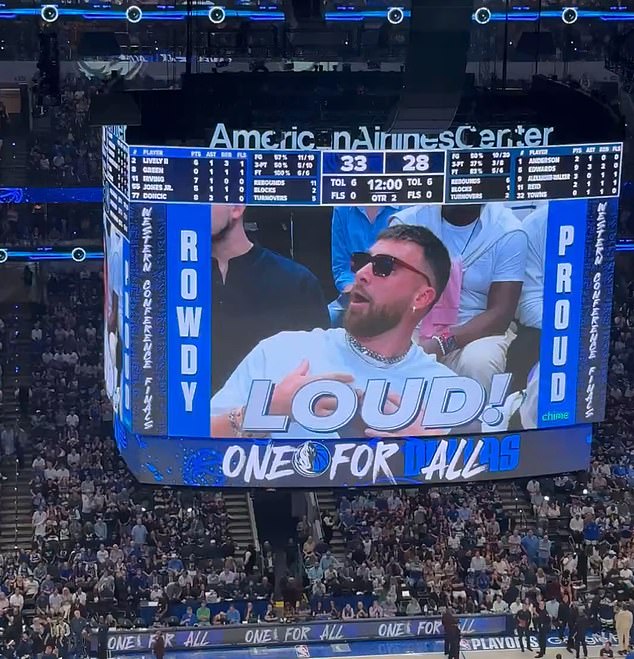 Travis Kelce looked shocked as Dallas Mavericks fans booed him at an NBA playoff game