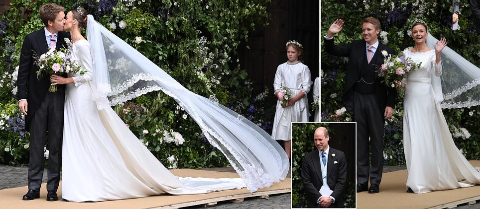 A kiss for the billionaire bride and groom! Duke of Westminster and Olivia Henson are