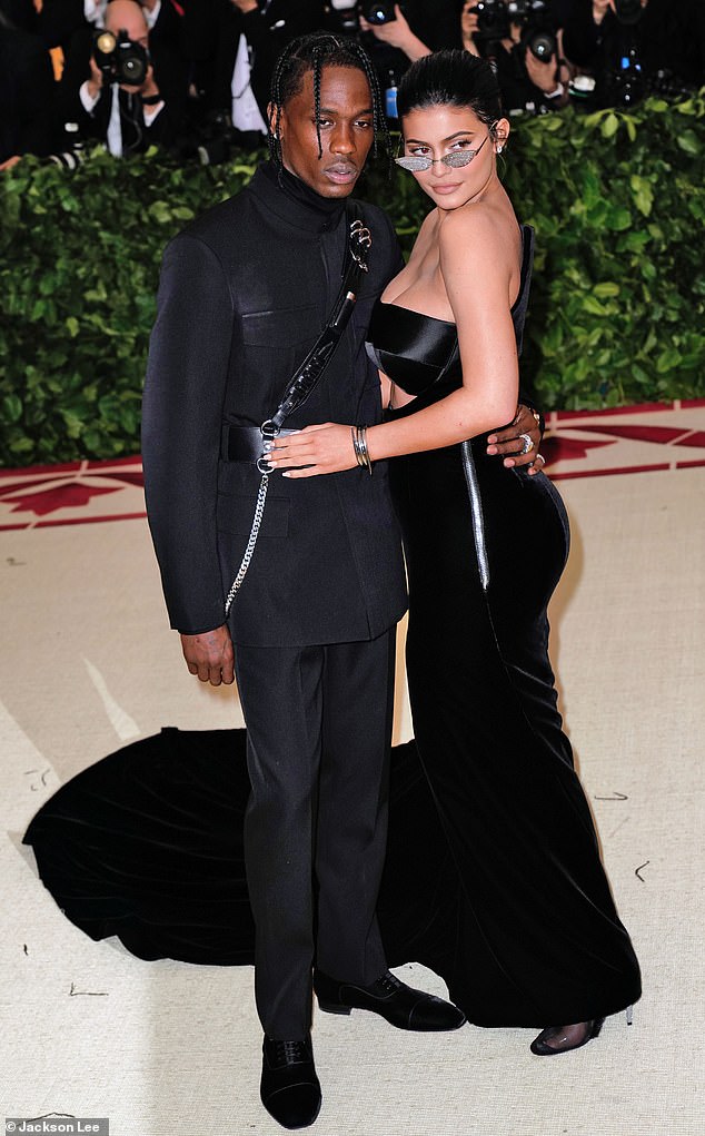 Pictured: Kylie Jenner and Travis Scott attends Heavenly Bodies: Fashion & The Catholic Imagination Costume Institute Gala at Metropolitan Museum of Art on May 7, 2018 in New York City