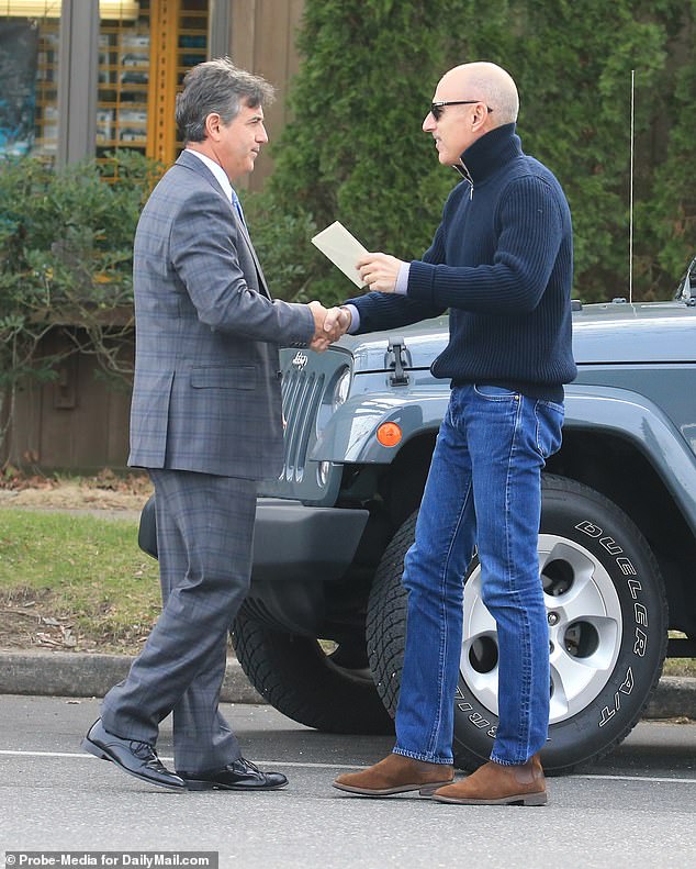 Among other celebrity relationships, Burke has long represented former Today Show host Matt Lauer in a number of legal situations. The pair are pictured here in 2019, following Lauer's spectacular ousting from NBC in the wake of a slew of sexual misconduct accusations