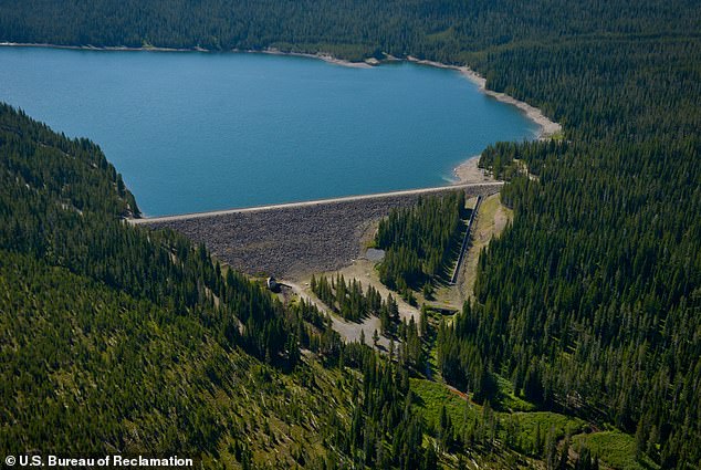 Part of Reclamation Road goes by beautiful Grassy Lake Reservoir