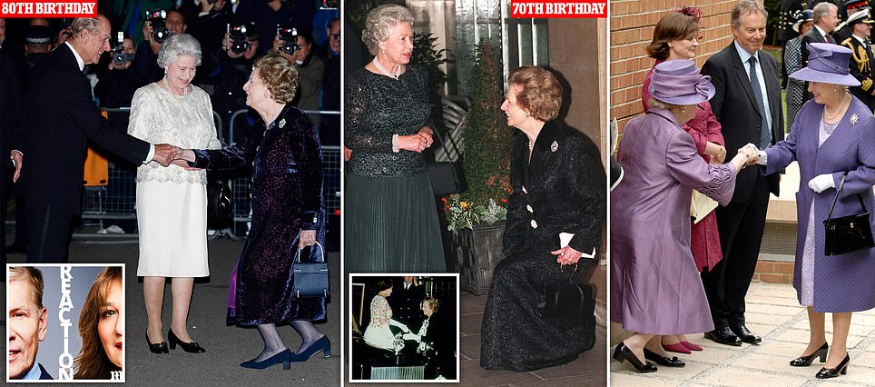 Margaret Thatcher did the 'deepest curtsy you've ever seen' to the Queen at her 80th