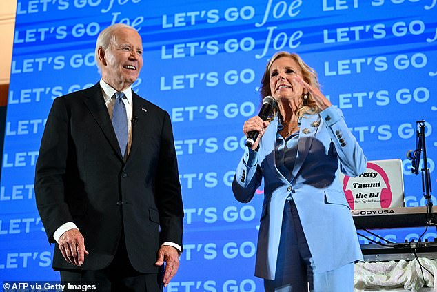 Biden and First Lady Jill Biden visit a Biden-Harris campaign debate watch party in Atlanta, Georgia, on June 27, 2024