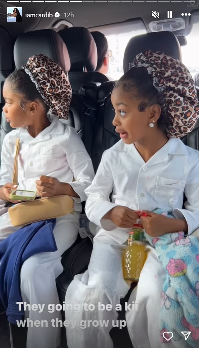 After landing in France, Cardi B filmed Kulture and seemingly Kalea as they sat next to each other inside a van. While the birthday girl was nibbling on candy, she sweetly offered a piece to her little brother, Wave