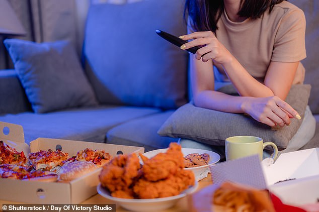 Turning off the TV and putting down the smartphone to avoid mindless scrolling can help stop overeating