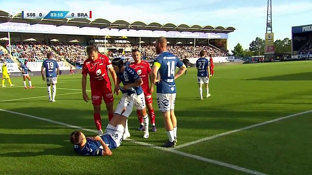 Players from Sarpsborg and Brann surrounded the injured man before chaos unfolded