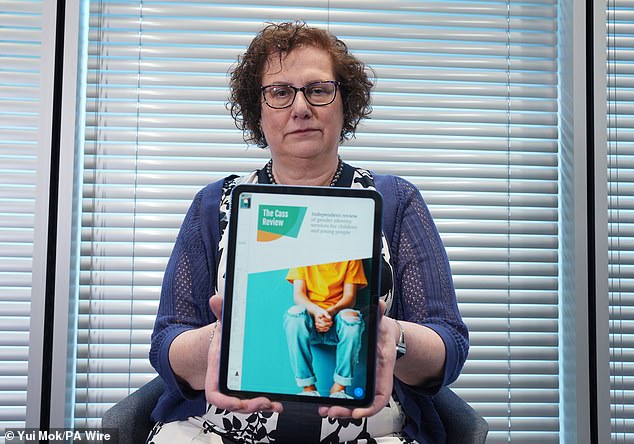 The legislation came after the publication of the long-awaited Cass Review by Dr Hilary Cass (pictured) into children's gender services in the NHS