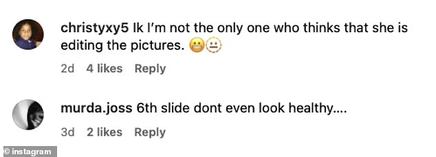 There were also fans who thought Ice edited the photo. 'Ik I'm not the only one who thinks that she is editing the pictures'