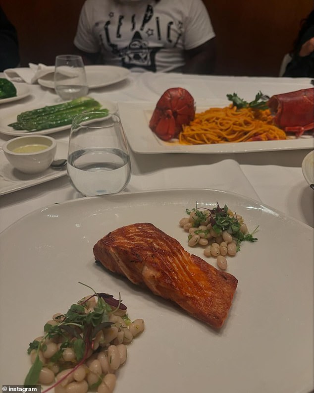 In that same post she shared one photo of her meal, which consisted of salmon and beans