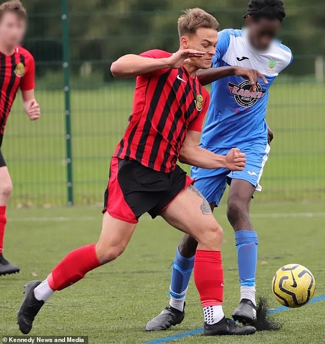 Liam Landers, from Chelmsford in Essex, was clueless about his illness until a collision on the pitch last April saw an opposition player's hand accidentally hit him in the crotch