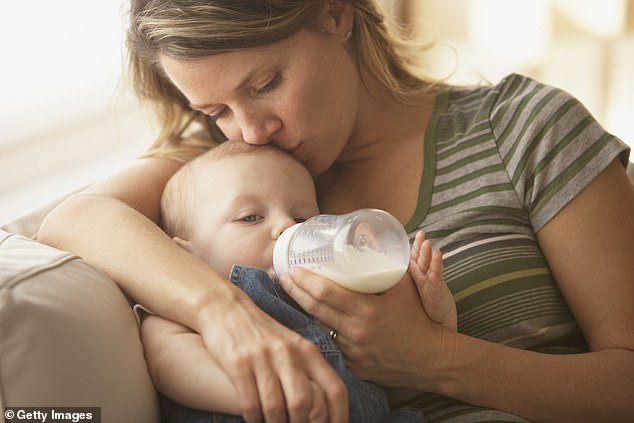 Rising numbers of babies are being fed special types of formula milk which could cause obesity and tooth decay, experts warn (stock photo)