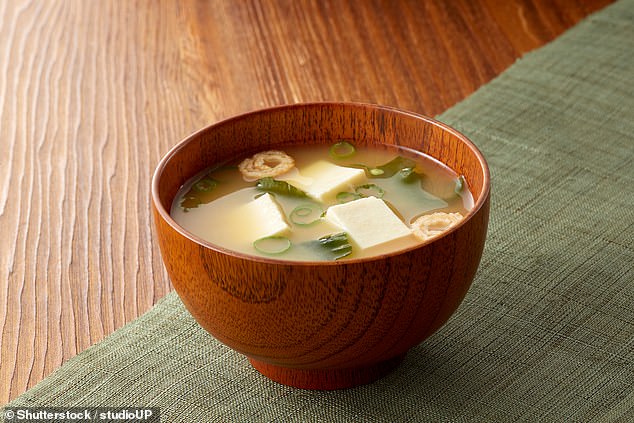 Dr Kim recommends a bowl of miso soup with lunch. Like Greek yogurt, miso soup contains probiotics that help feed healthy gut bacteria