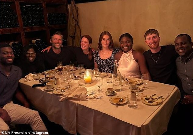 The 63-year-old Oscar winner and the 54-year-old With/In director also brought along their daughter Liv Helen Freundlich (4-R), and they invited three of the 26-year-old bride-to-be's family members as well