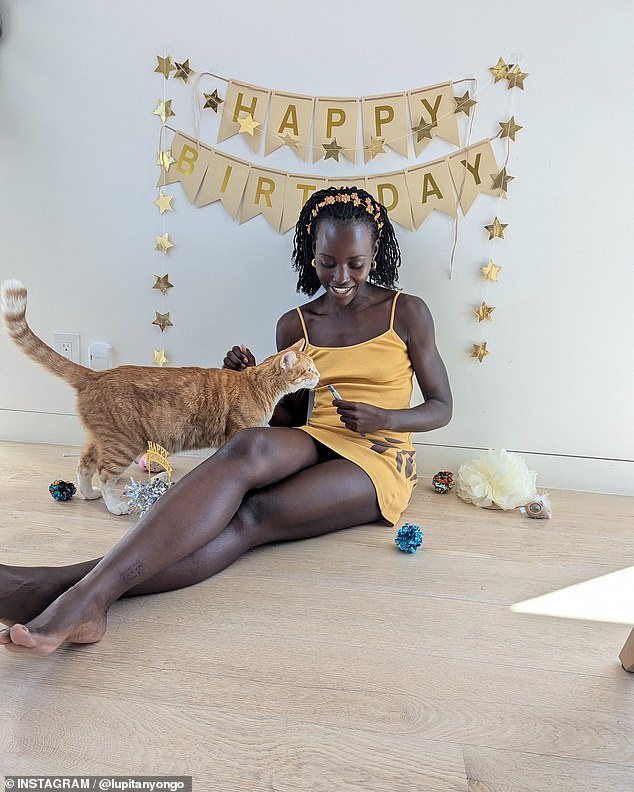 The actress also had a special blue birthday hat for her four-legged friend, as well as a number of crinkle toys