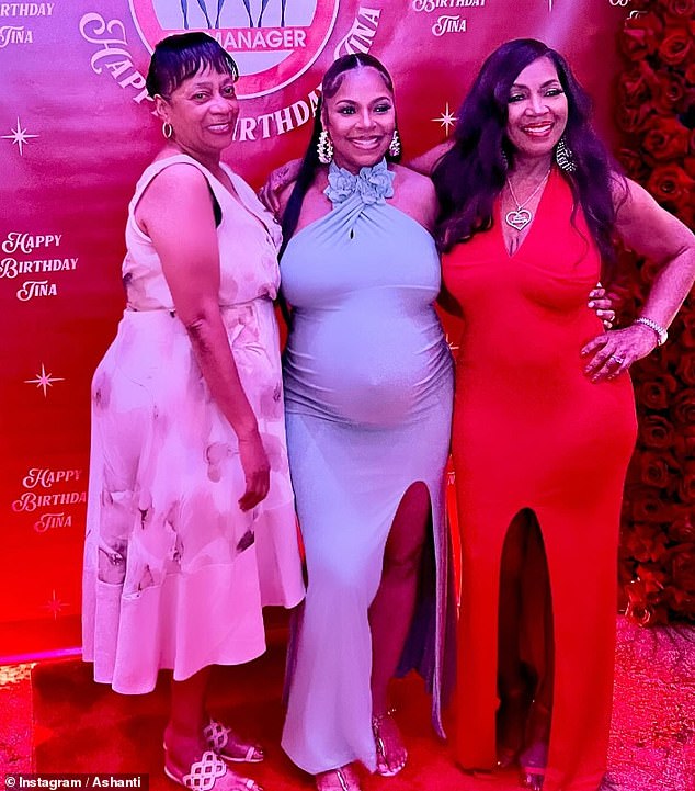 The mother-to-be showed off her growing bump in the selection of snaps, which were taken on July 14, as she partied with her family