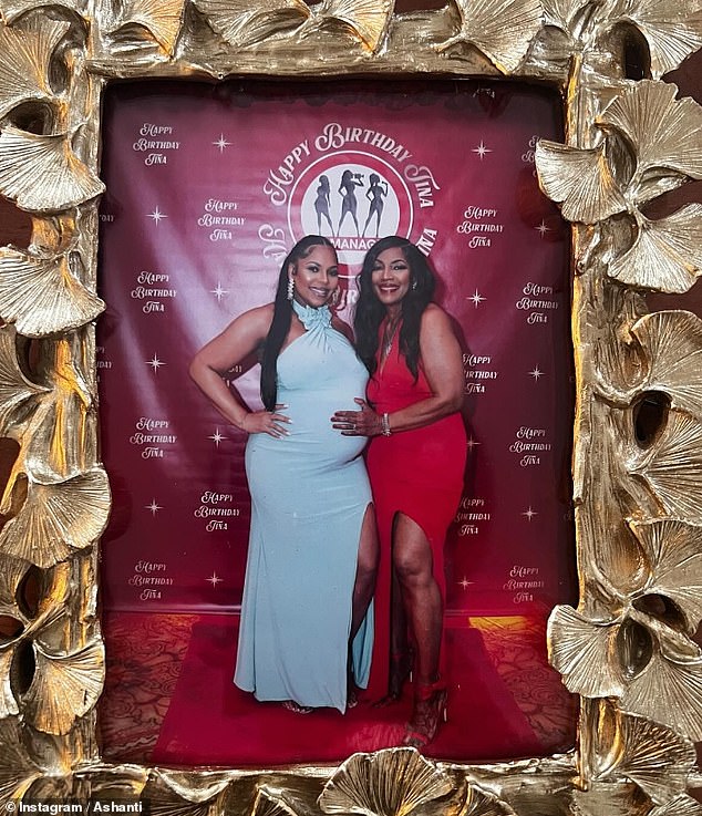 Ashanti, who is heavily pregnant with her first child with Nelly, failed to mention her spouse's arrest, instead sharing a gallery of snaps from her mother's birthday party last month