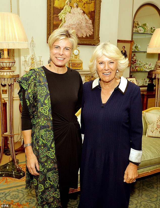 Princess Laurentien is photographed with the then-Camilla, Duchess of Cornwall at Clarence House in 2013