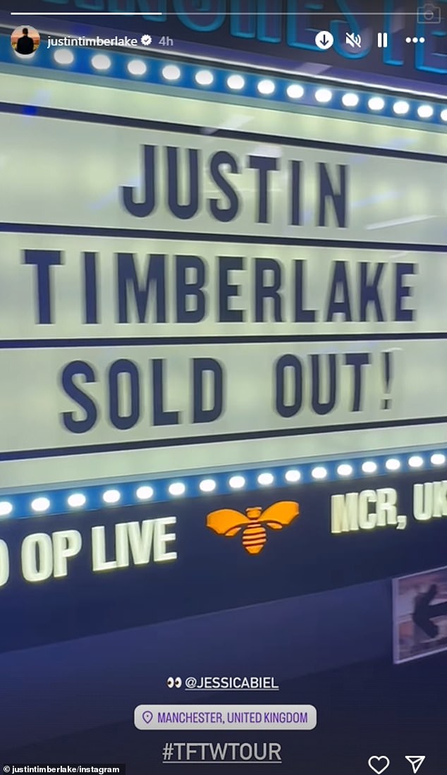 'You're sold out,' a giddy Jessica said before flashing the peace sign as they admired a sign advertising his sold-out status