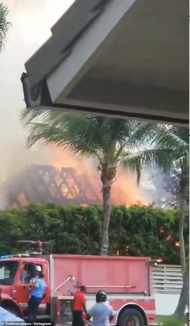 The 55-year-old singer's 10,000 square foot compound - known as El Oasis - was filmed ablaze by a local TV crew - with the roof of one of the buildings completely incinerated in the fire