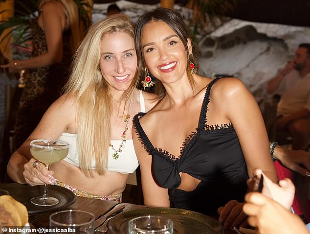 'Nights out in #Mykonos are a vibe,' Alba captioned the photos