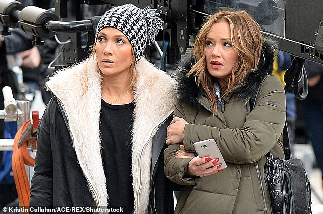 Leah Remini, one of JLo's best friends, was reportedly cast out of her inner circle after she expressed concerns that Ben hadn't changed enough since their last breakup; pictured filming Second Act in 2017