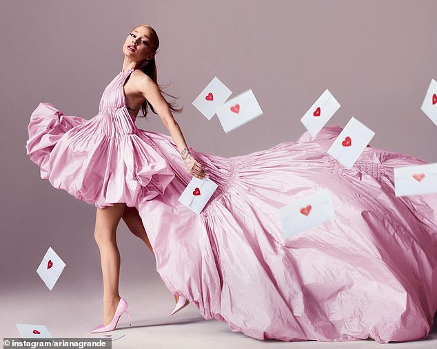 Ariana Grande announced her new international fragrance line LOVENOTES on Thursday with a romantic pink-clad photo shoot she shared on Instagram