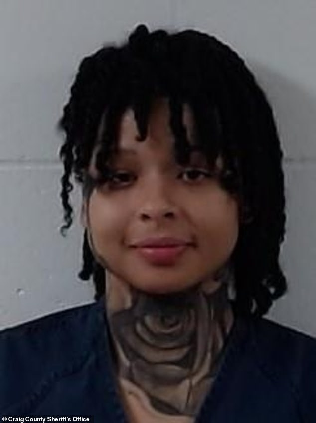 Chrisean Rock, 24, was seen grinning in a newly-released mug shot taken by the Craig County Sheriff's Office in Vinita, Oklahoma. She was transferred to the Northeast Oklahoma Community Corrections Center Wednesday