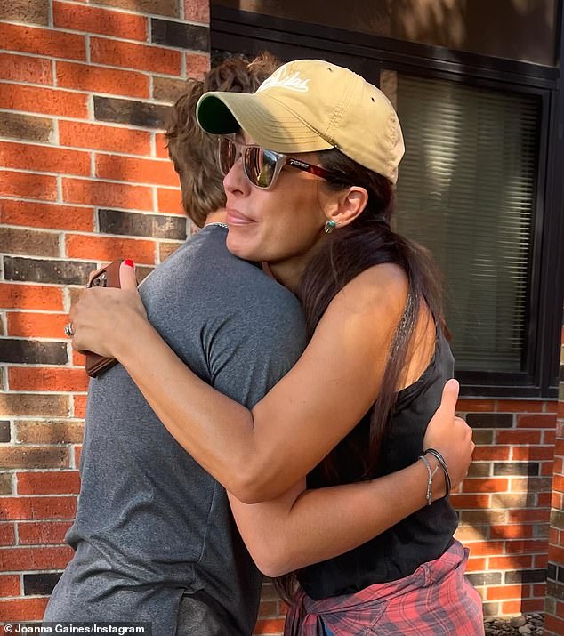 Joanna Gaines gave her eldest child Drake Gaines a hug before sending him off to study business entrepreneurship at the University of Mary Hardin-Baylor in Belton, TX - which is located only 44 miles South of their Waco, TX hometown: 'Saying goodbye never gets easier'