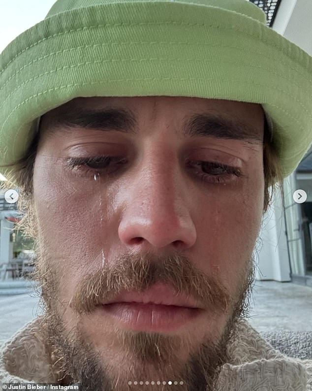 In April, Justin sparked concern after posting a number of selfies of him in tears