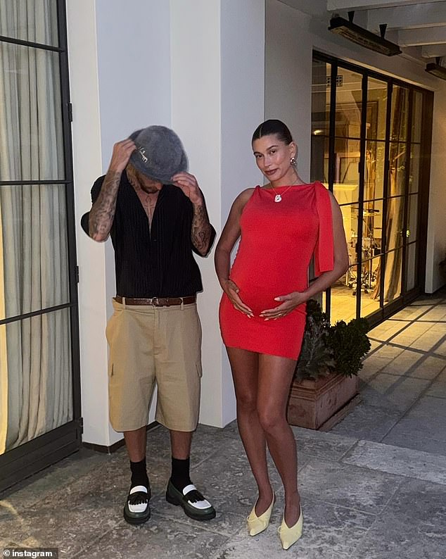 A month later, Hailey and Justin shared the exciting news with their fans by posting photos of her cradling her baby bump during a surprise vow renewal in Hawaii