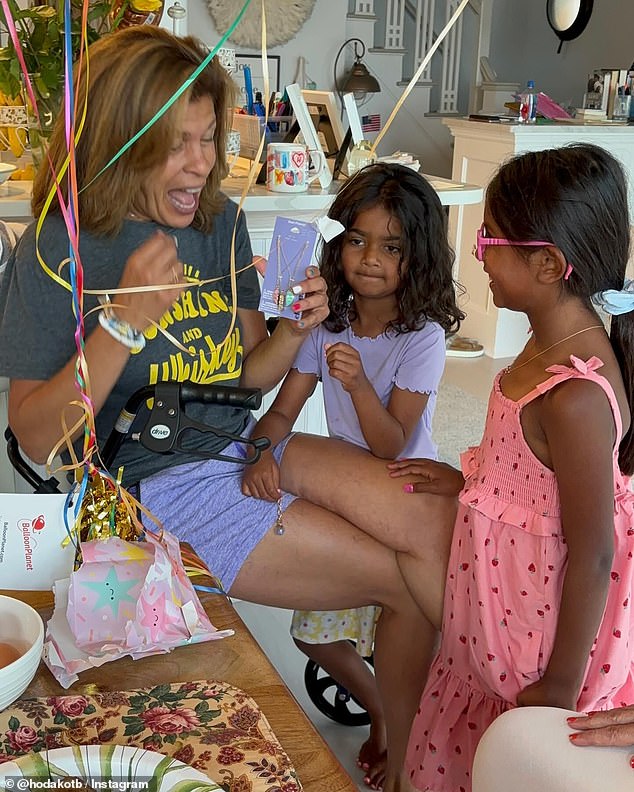 Hoda Kotb shared this sweet photo of her and her daughters Hope and Haley on her 60th birthday morning