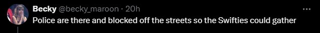 However, some fans who were at the event revealed that law enforcement was present and had 'blocked off the streets' for them to gather