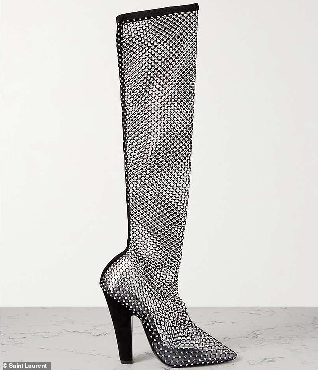 The glamorous pair of boots boots, pictured in their official image by Saint Laurent, can be found online at a third-party seller for $2,990