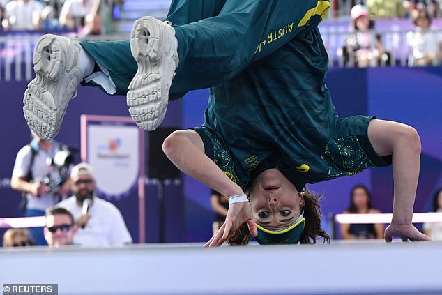 The veteran bgirl ('breakgirl') bowed out of the competition with her head held high after competing against athletes half her age