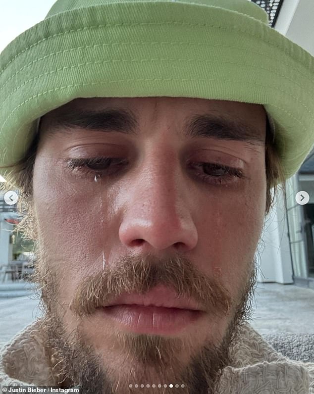 In April, Justin sparked concern after posting a number of selfies of him in tears