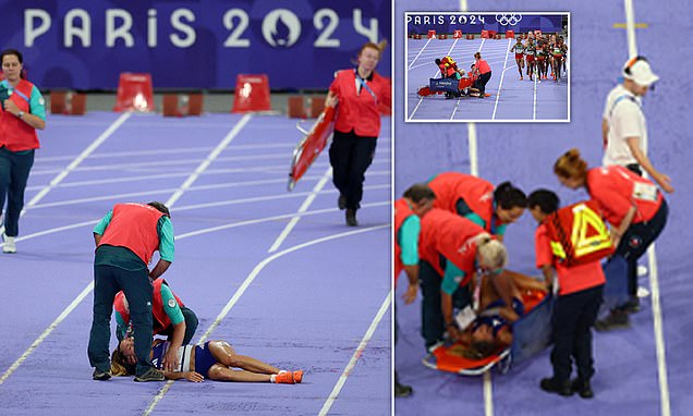 Terrifying moment medics rush to help collapsed French athlete Alessia Zarbo in the middle