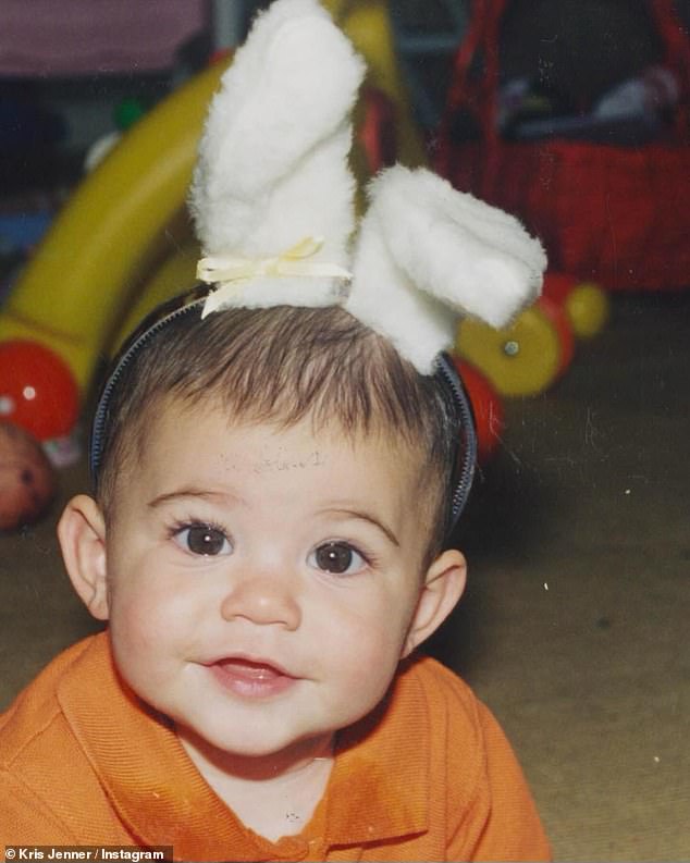 Another photo showed Kylie as a toddler wearing bunny ears