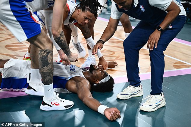 Yabusele's teammates went wild after his dunk on James, which cut the USA's lead to five