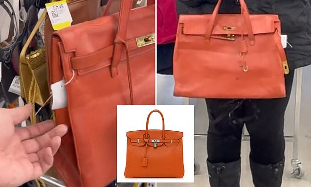 Bargain hunter's delight at discovering a $9.99 'Hermes Birkin' at thrift store...but she