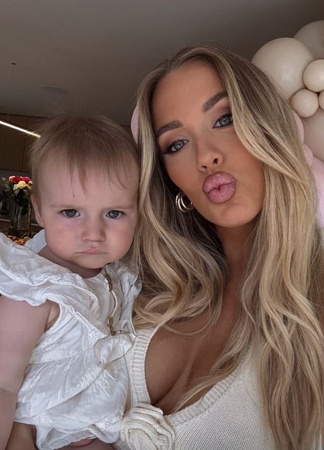 The party, which featured a large bouncy castle and mounds of balloons comes just three weeks after the make-up artist revealed she is pregnant with her second child