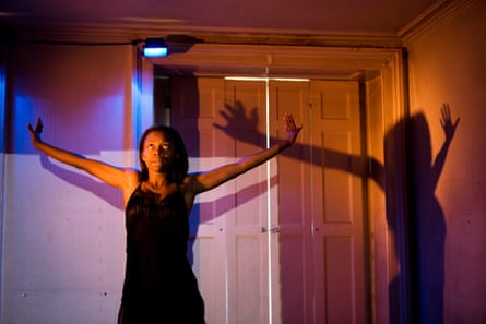 Mercy Ojelade in Roadkill, a play about sex trafficking, performed in a flat in Edinburgh in 2010.