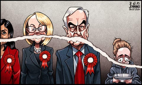 Ben Jennings on Labour party management under Keir Starmer – cartoon, panel 1