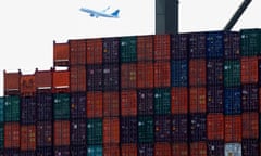 Shipping containers stacked up at a port