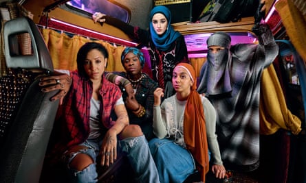 We Are Lady Parts. From left: Sarah Kameela Impey (Saira), Faith Omole (Bisma), Juliette Motamed (Ayesha), Anjana Vasan (Amina) and Lucie Shorthouse (Momtaz)