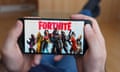 Fortnite characters on a smartphone screen